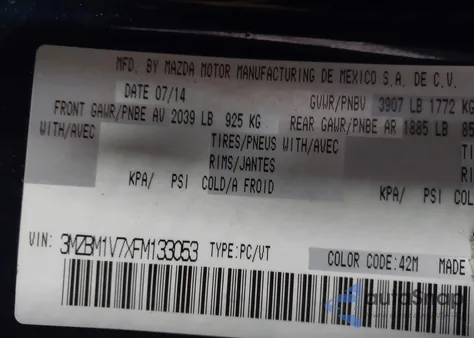 2015 Mazda Mazda3 I Touring from USA, damaged, VIN 3MZBM1V7XFM133053